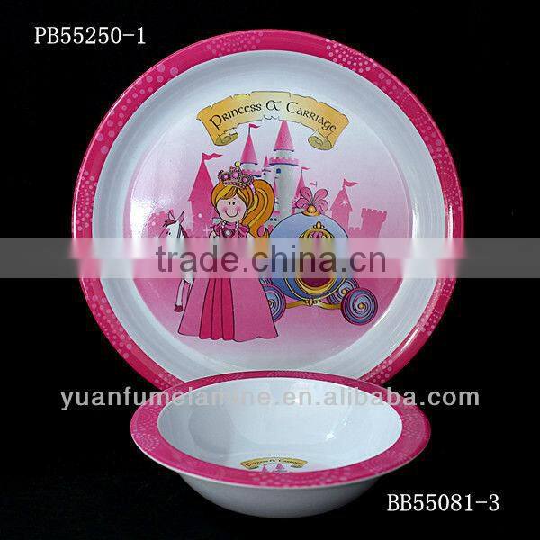 Cat pattern plastic kids melamine tableware