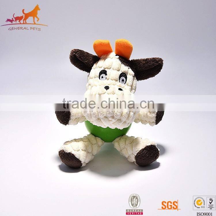 Squeaky Dog Chew Ball Plush Dog Pug Soft Toy With Cotton And Rubber