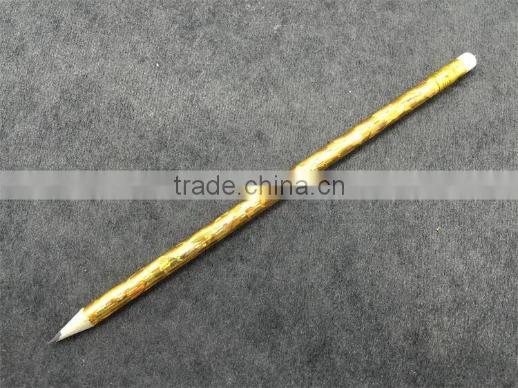 High quality HB Round 7 inch wooden laser foil hot transfer printing Pencil