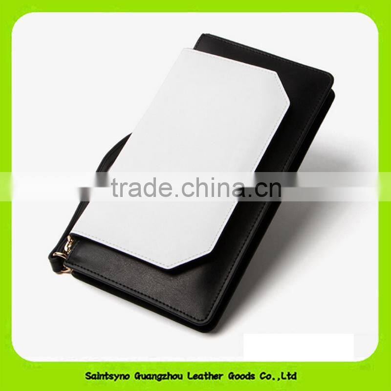 15634 Splicing color leather long style clutch bag purse