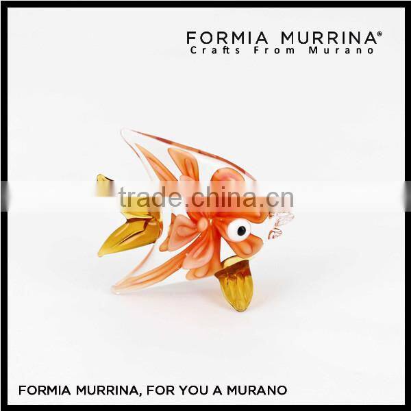 Handmade Blue Inner Flower Glass Animal Murano Glass Elephant Charm Figurine