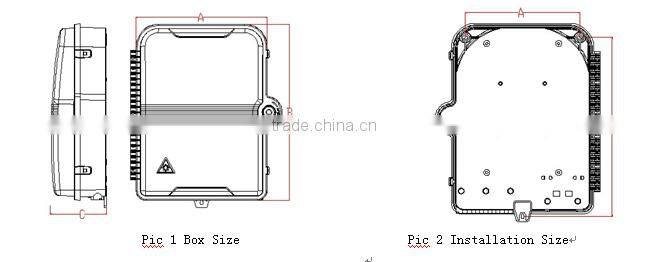 24pc SC adapter or 24pc double LC and 1pc 1X16 Blockless PLC or 2pc 1X8 Blockless PLC Wall or Pole mounted IP65 fiber box