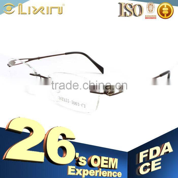 Super Light Fashion Elegant Custom Rimless Titanium Optical Frame 34TA55-5003