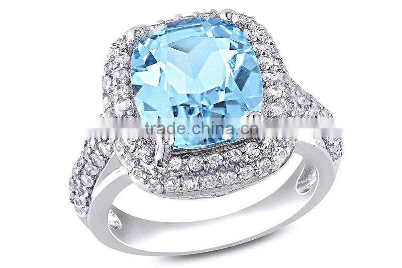 square silver earings, blue stone 925 silver earrings with zircone