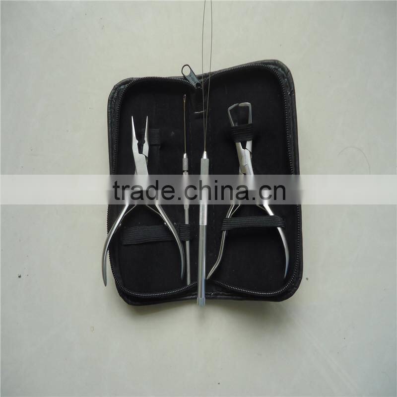 Fashion 1 Pcs Hair Extension Hook Pulling Tool Needle Threader Micro Rings Beads Loop Wooden Handle With Iron Wire Hotting