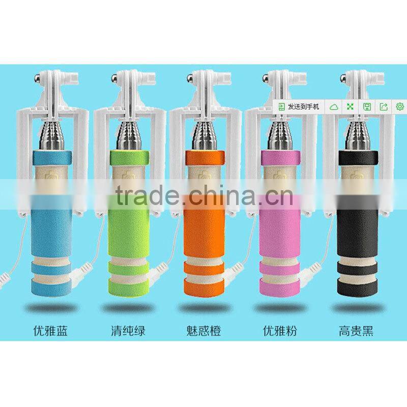 2015 Top Hot 13.5cm Super Mini Wired Selfie Stick Handheld monopod mini selfie stick pocket selfie stick