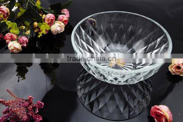 glass soup food bowl with diamond embossed