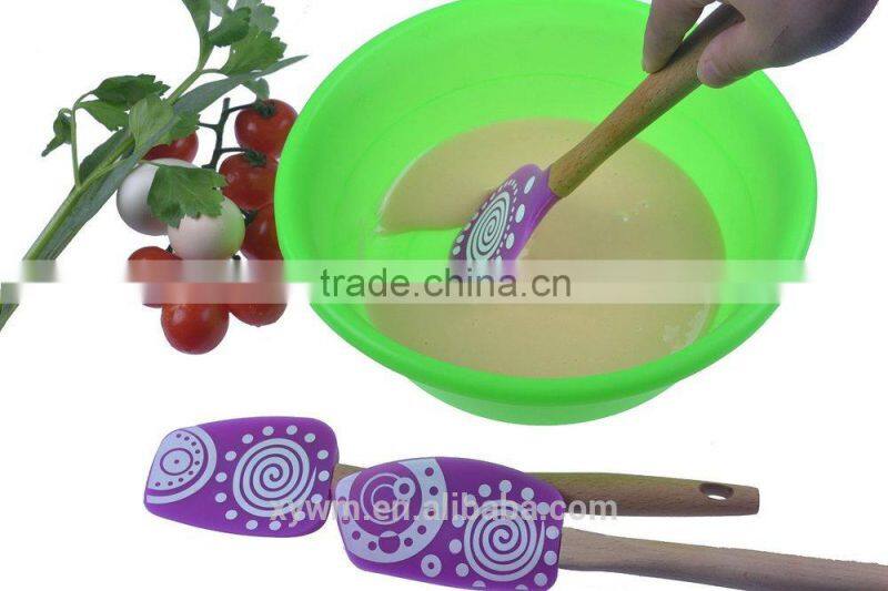 Premium bamboo Silicone Spatula Utensil Set of 3