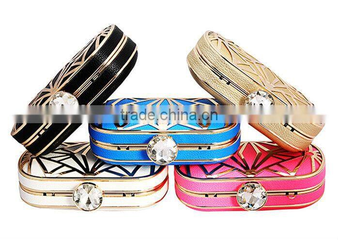 2014 metal mesh and leather evening bags fashion clutch Evening Bag