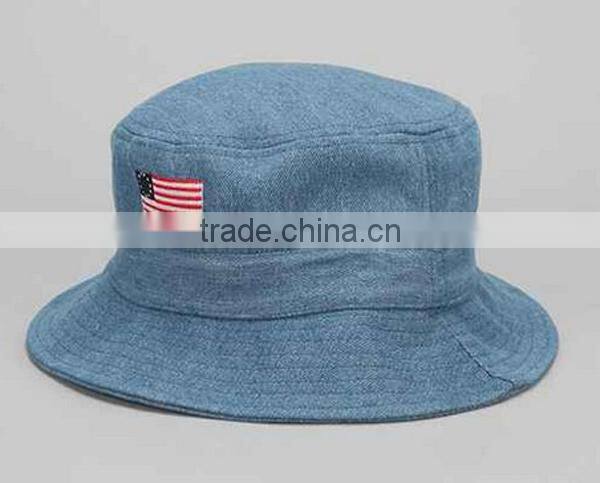 2014 Hot Sale Embroidery Jeans Style navy blue Bucket Hat