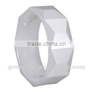 Hot Sell Men and Women White Faceted Ceramic Wedding Band Ring