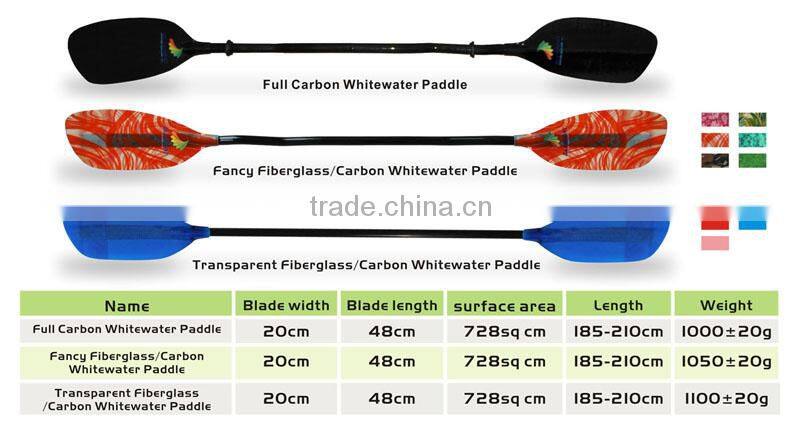 Transparent Fiberglass paddle Whitewater Canoe / Raft Paddle in China