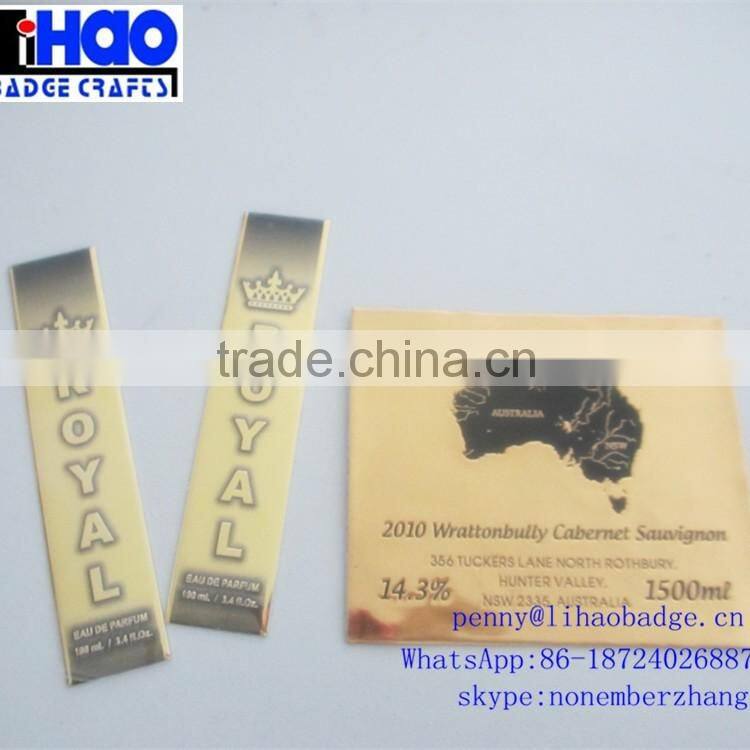 Fashion full color printing wine bottle metal label for whiskey
