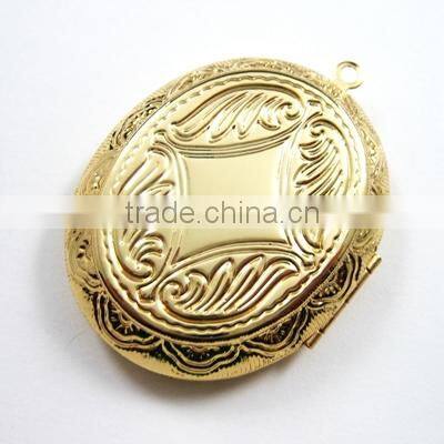 30x40mm gold plated brass oval big bezel tray setting photo locket pendant charm DIY supplies 1126005