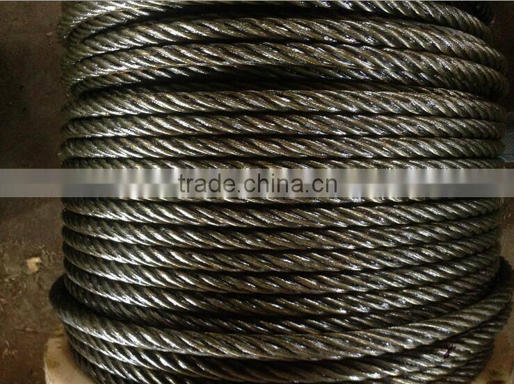 high carbon quality compacted new steel wire rope 6*37W+FC