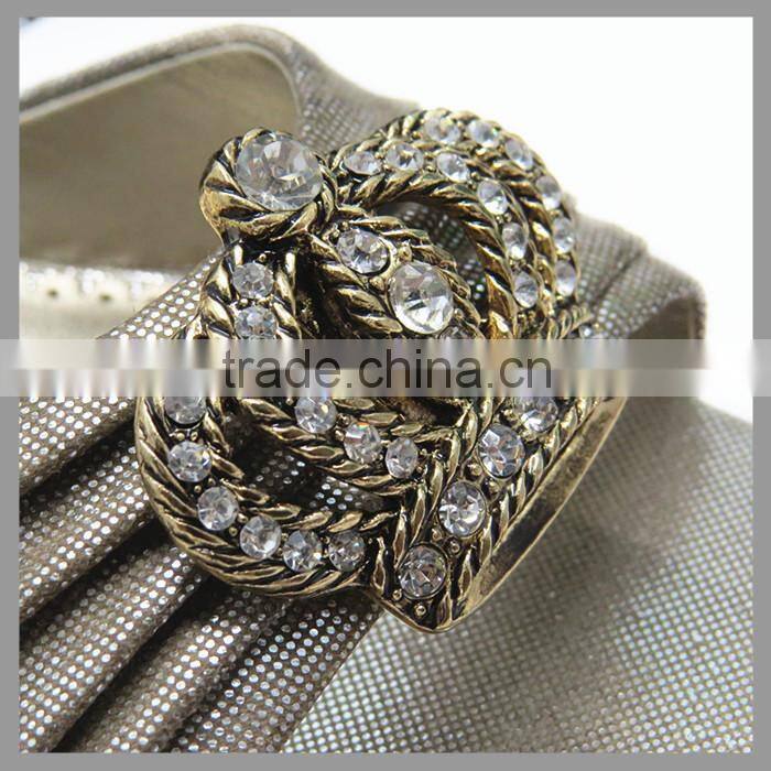 Minas Bridal Vtg Style Antique Clear Rhinestone Crown Shoe Clips