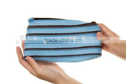 Funny and Playful Bright Pencil Pouch Pencil Case - Ocean Blue & Soft Brown
