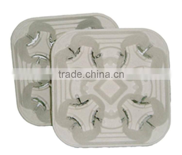 Custom water-proof four pulp mold coffee cup tray