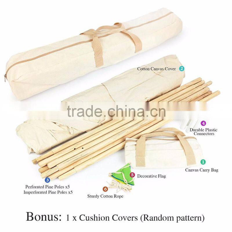 Children Playhouse Indian Canvas Teepeetent Kids Play House with two Windows - Comes