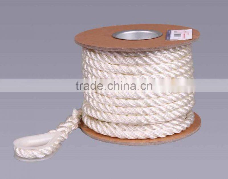 nylon 3strands twist rope, nylon sailboat rope, nylon mooring rope