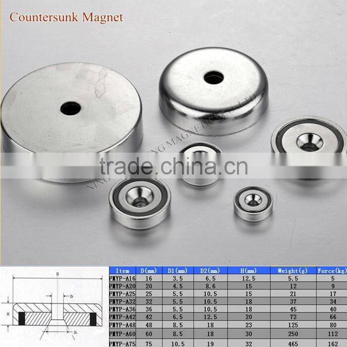 Powerful ferrite pot magnet with hook