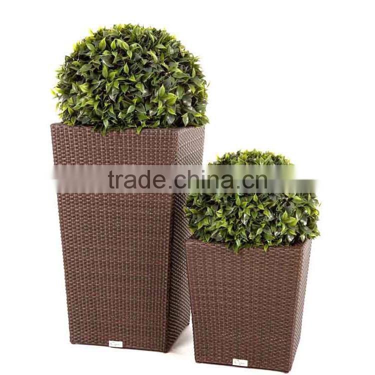 S&D Various plastic pe rattan hand made outdoor nursery wicker planter garden plastic flower pot