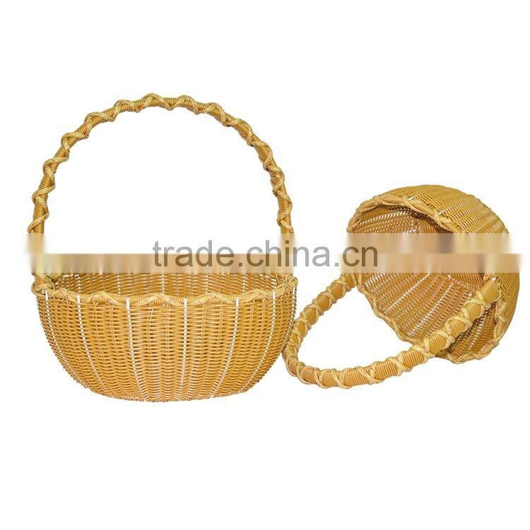S&D pe rattan 100 % handmade Wicker Round wedding water proof round decoration storage gift basket with handle