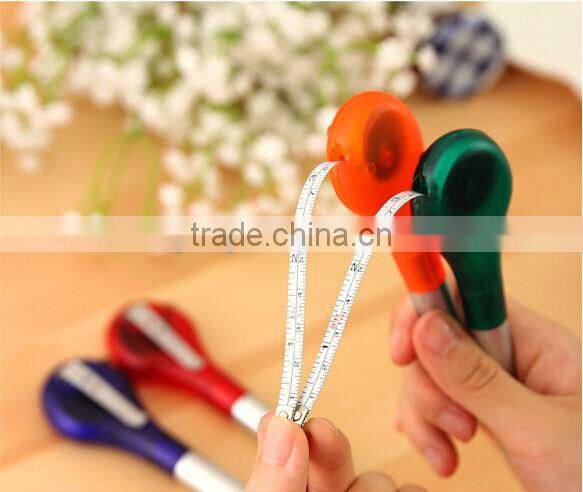 Multi-functional tapeline ball pen with metal clip