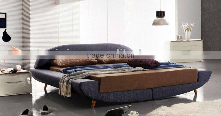 Exquisite Linen Fabric Sofa Bed,Asian Simple Fashion Style Double Bed Solid Wood Feet,Morden Bedroom Sets Furniture