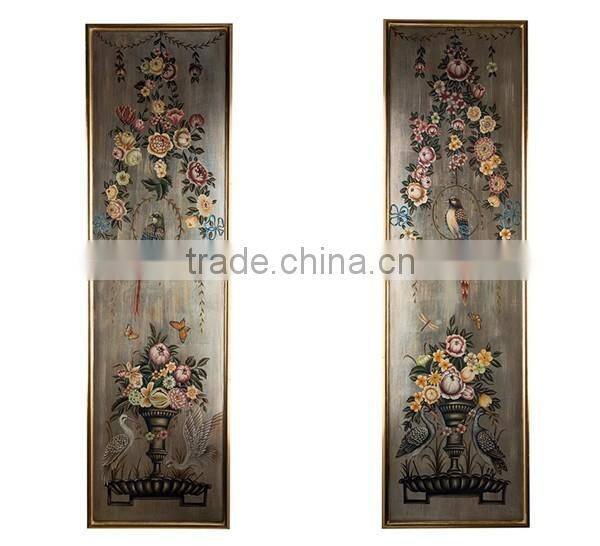 Antique Decorative Wall Picture, Luxury Silver Painted Wooden Hanging Picture, Classical Drawing Hanging Wall Art