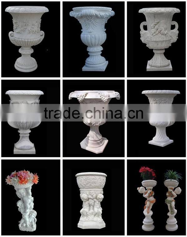 White Marble Angel Design Garden Decorative Flower Pot
