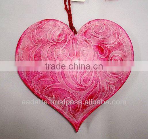 Hot sale Christmas decoration metal crafts hanging heart