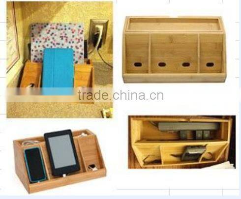 Desktop Multi Cell Mobile Phone and Tablets Wooden Bamboo Charging Station