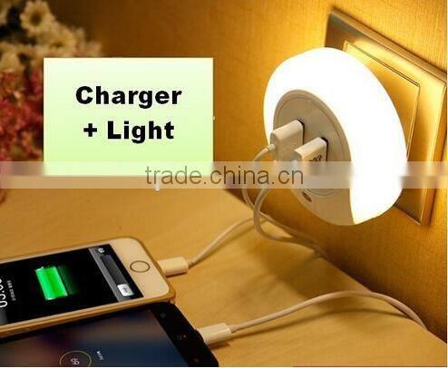 Creative Dual Usb Charger Socket / Led Sensor Night Light / Smart Home Night Lamp With USB Charger Socket