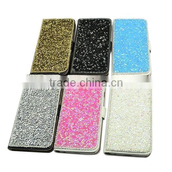 For iphone6 shiny PU leather flip phone case, glittering leather phone cover, pu leather flip case for iphone6