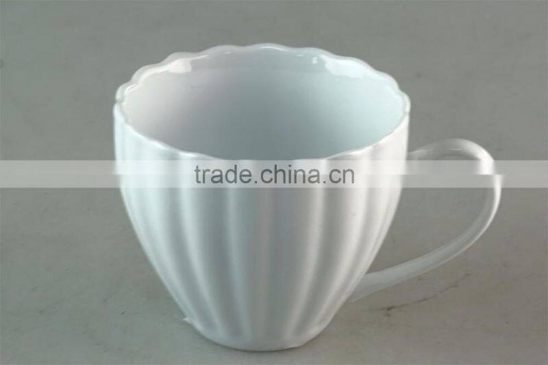White ceramic coffee/tea cup with handle for wholesale