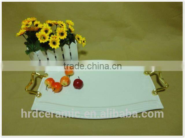 2015 hot sale stock Ceramic Plates With Handles