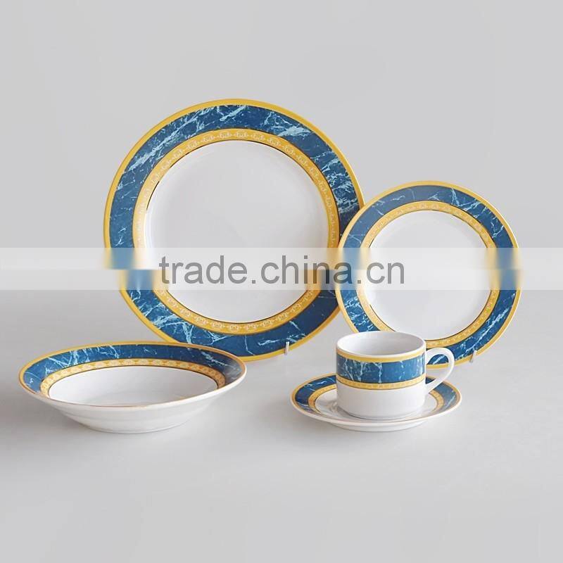 20pcs porcelain dinnerware set with golden decal,golden printing dinner set,porcelain gold decal tableware set