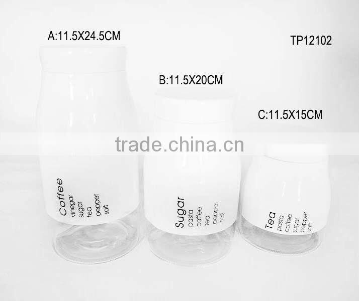 white spraying plastics big bottom glass jar for pasta