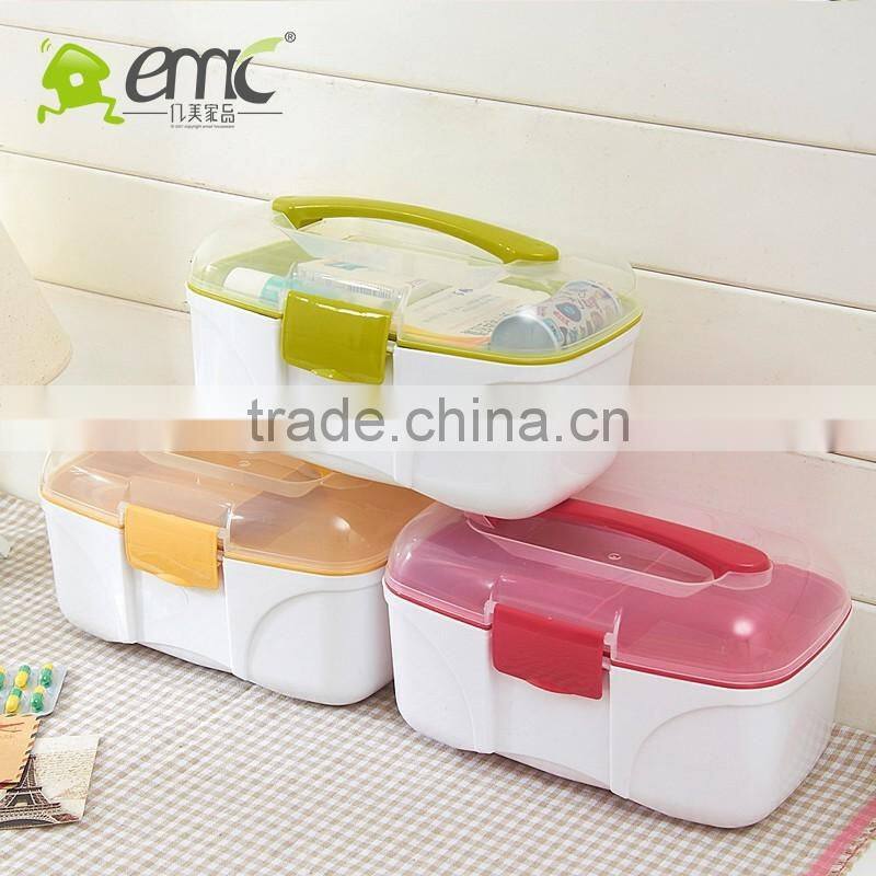 Plastic storage box for medicine, plastic storage box with handle and lid