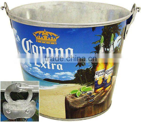 Metal Bucket Pail with Bottle Opener