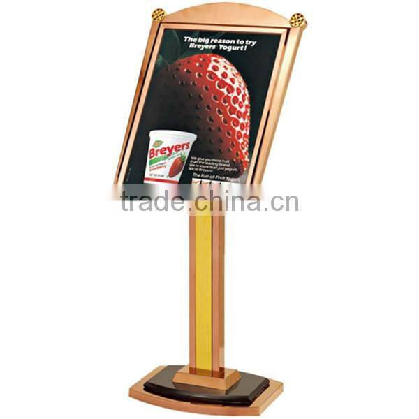 Gold medal direction freestanding sign stand/ Attractive design golden color stainless steel sign stand for hotel P-51