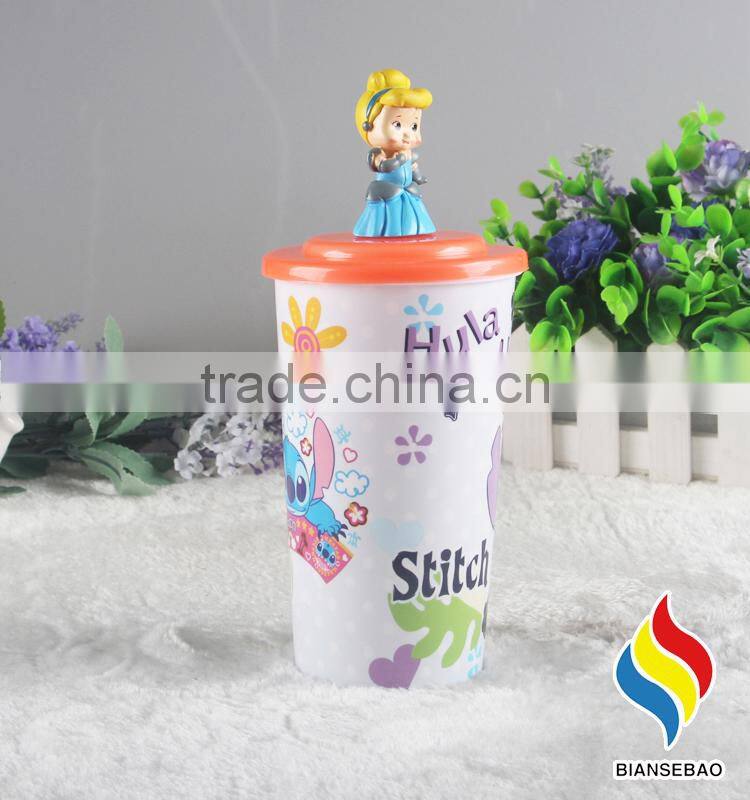 Hot selling cartoon figurine plastic cup for promotion