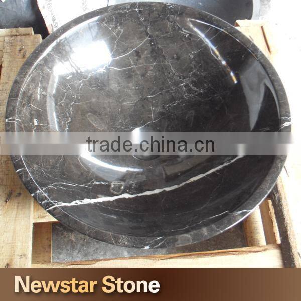 Chinese good polished round dark emperador marble sink