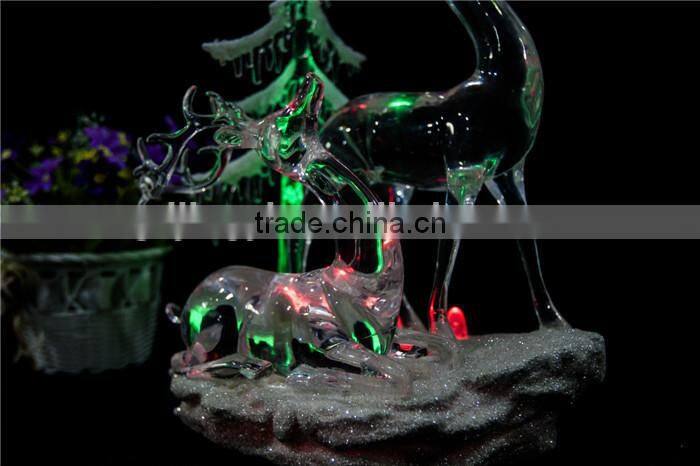 Clear standing and crouching deer and tree with LED Light for 2015