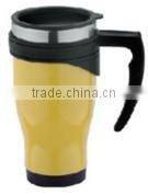 450ml stainless steel inner plastic outer steel vacuum cup/auto mug/Travel mugs/coffee cup with handle and lid