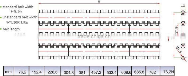 T-2000 side flexing plastic modular flush grid conveyor belt