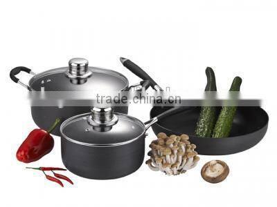 5pcs stainless steel handle pressed aluminum nonstick cookware set