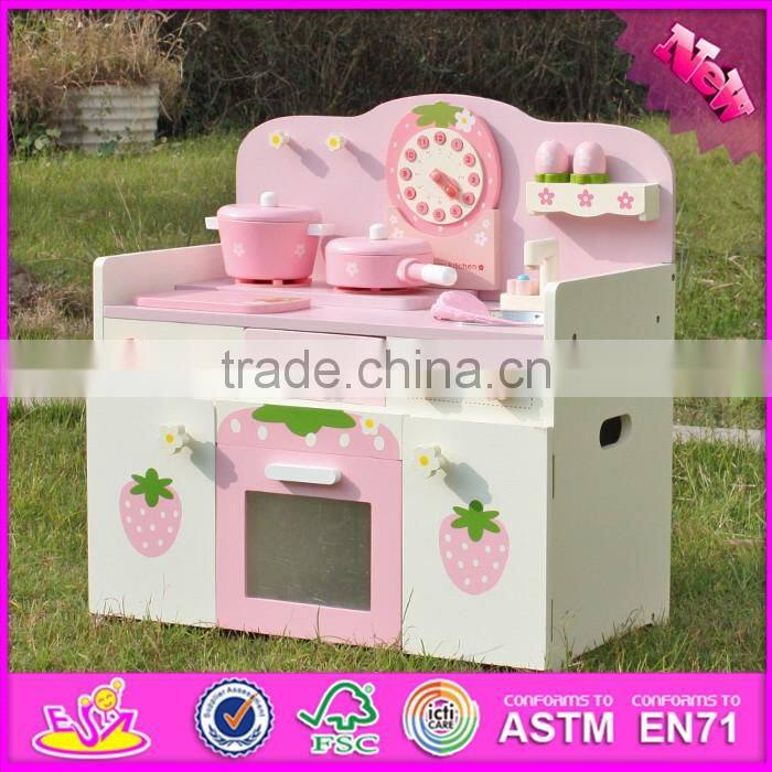 2016 new design preschool home play wooden strawberry kitchen set for toddlers W10C148