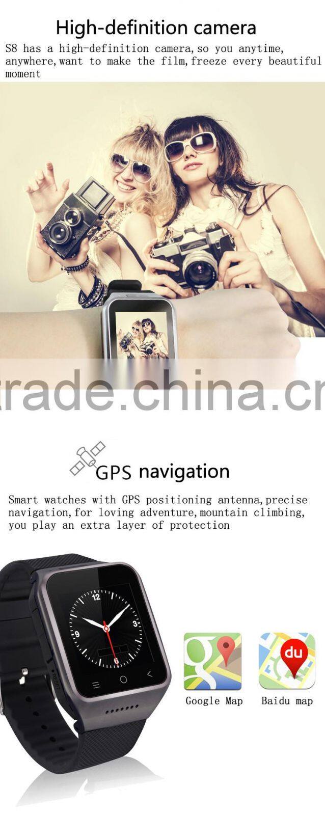 2017 new S8 smart watch Android 4.4 system Bluetooth 3G watch MP3 touch screen smart watch for Android for iphone